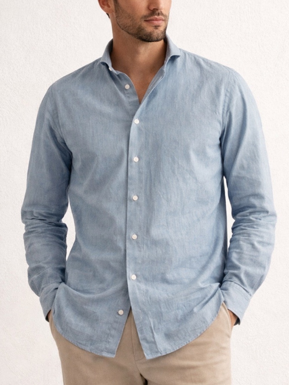 Suit Supply Light Blue Egyptian Cotton Denim Shirt Size 41/16 38304